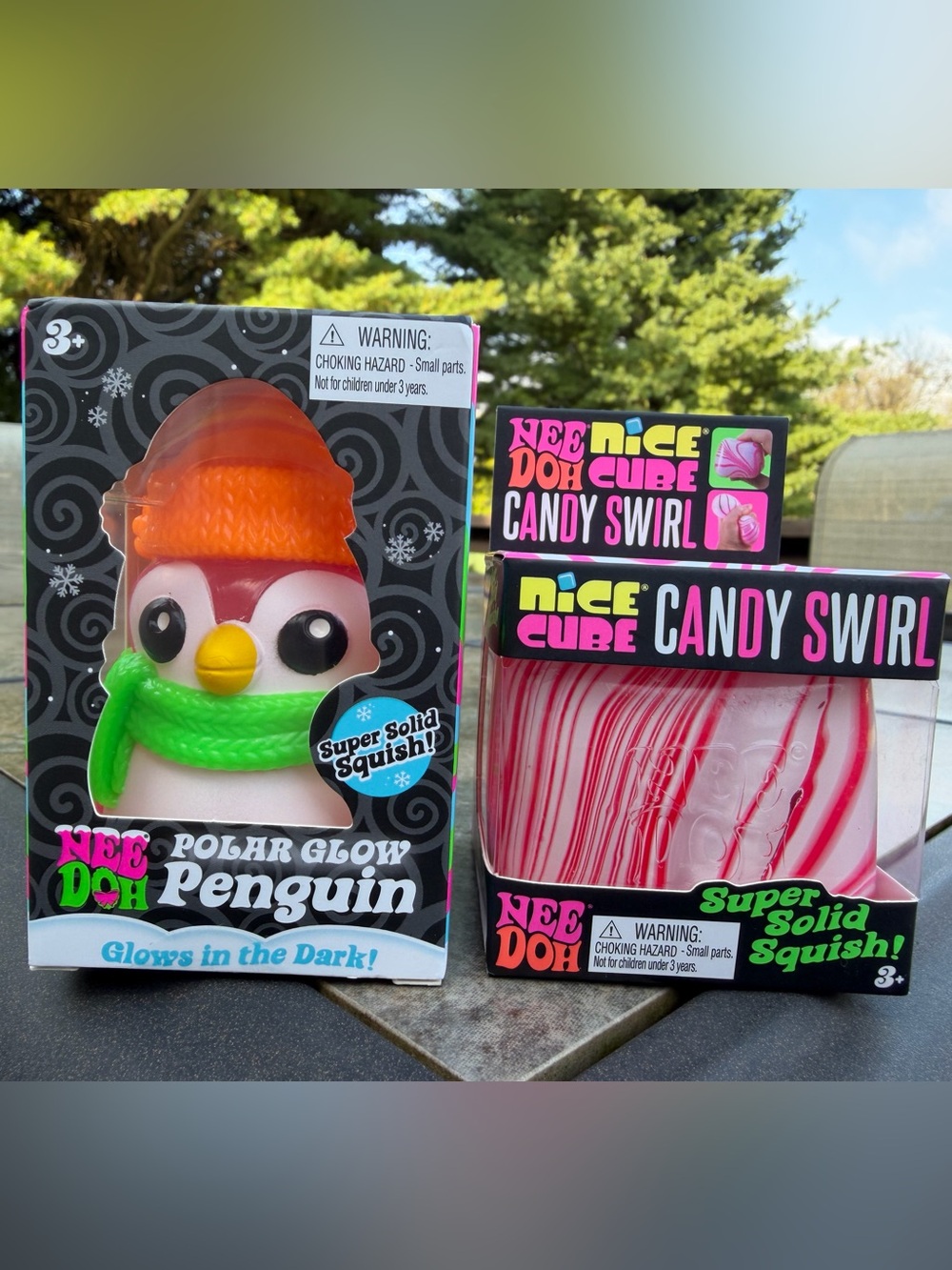 NeeDoh Polar Glow Penguin & Candy Swirl Christmas Bundle